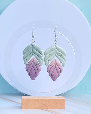 Cercei din lut polimeric SPRING LEAVES #C0225