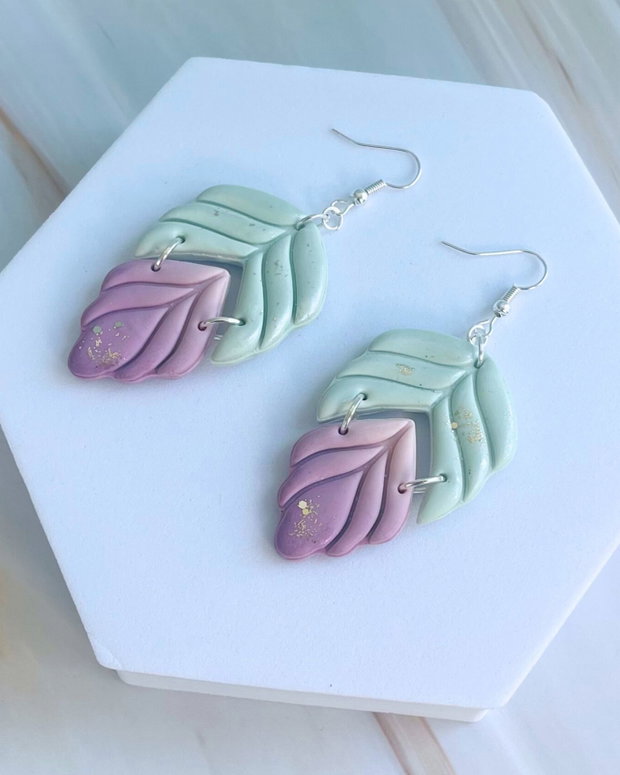 Cercei din lut polimeric SPRING LEAVES #C0225
