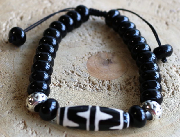 Bratara pe ata cu agata dzi /bratara barbateasca/bratara unisex/bratara talisman/prosperitate