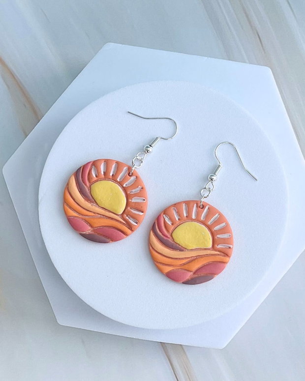 Cercei din lut polimeric SUNBURST WAVES #C0239