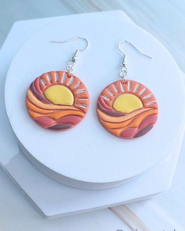 Cercei din lut polimeric SUNBURST WAVES #C0239