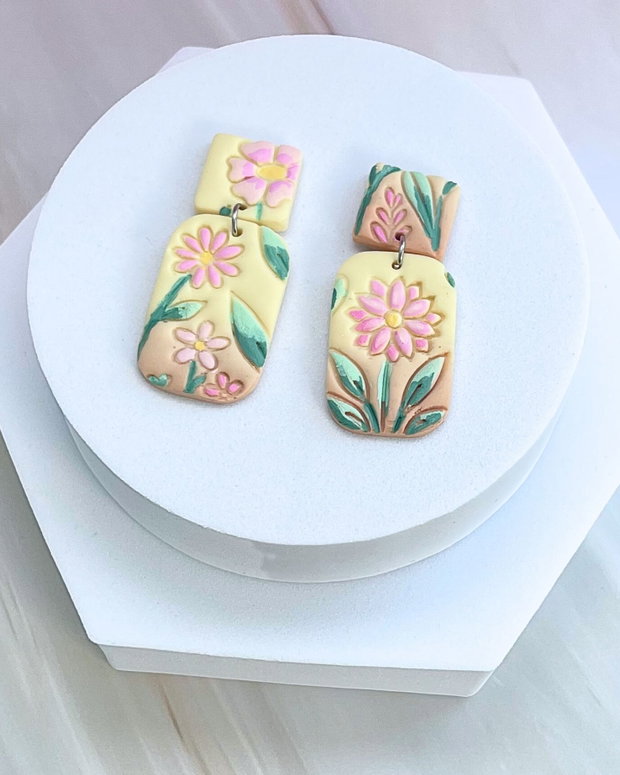 Cercei din lut polimeric SUNBLOOM MOSAIC #C0043