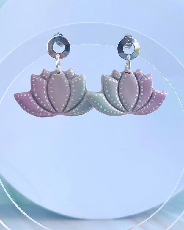 Cercei din lut polimeric LOTUS SHIMMER #C0045