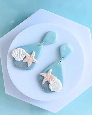 Cercei din lut polimeric SEAFOAM TREASURE #C0248