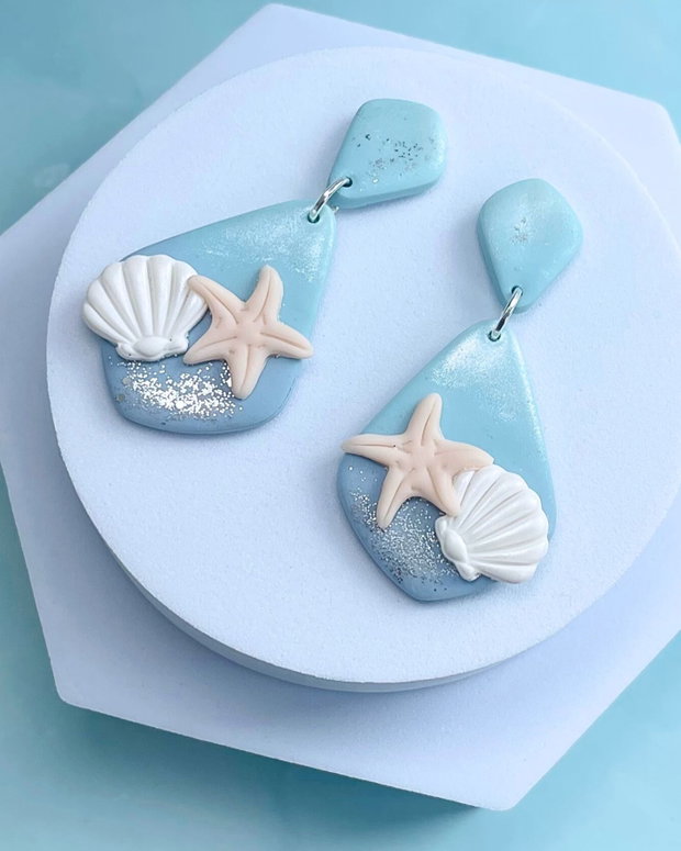 Cercei din lut polimeric SEAFOAM TREASURE #C0248