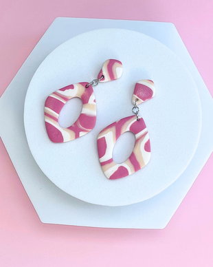 Cercei din lut polimeric PINK TWIST #C0034