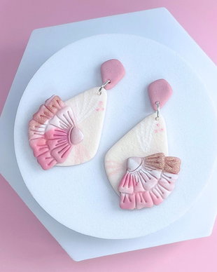 Cercei din lut polimeric PINK SERENADE #C0040
