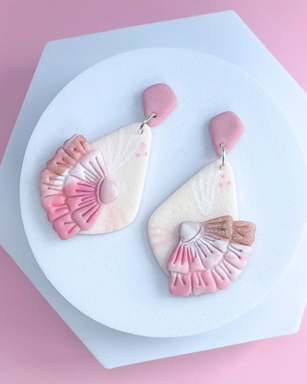 Cercei din lut polimeric PINK SERENADE #C0040