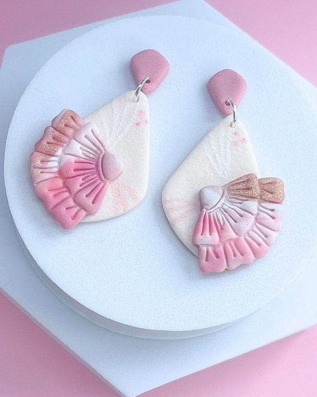Cercei din lut polimeric PINK SERENADE #C0040