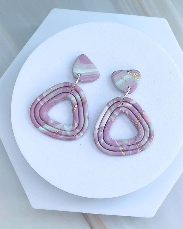 Cercei din lut polimeric LUNARIA TWIST #C0048