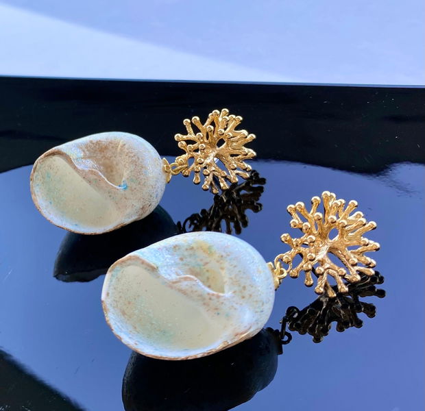 Cercei cu melci de mare naturali