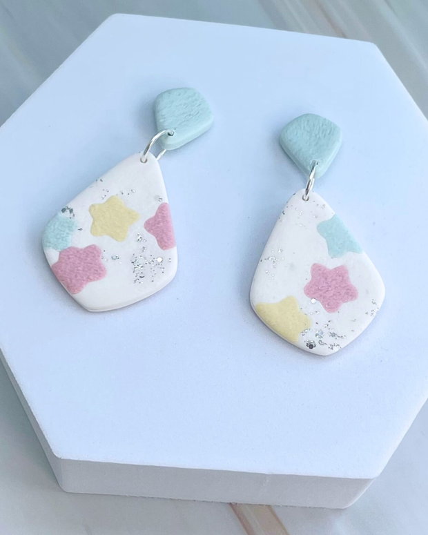 Cercei din lut polimeric PASTEL STARDUST #C0055