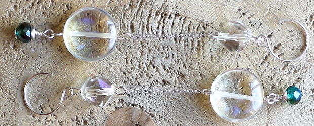 Cercei handmade cu cristale si rondele de sticla