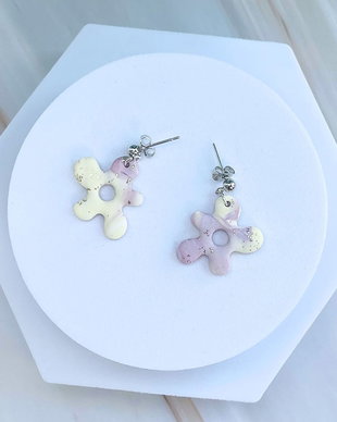 Cercei din lut polimeric LAVENDER BLOOMDOT #C0061