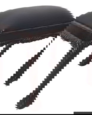 Scaunel toaleta din lemn masiv mahon cu tapiterie neagra