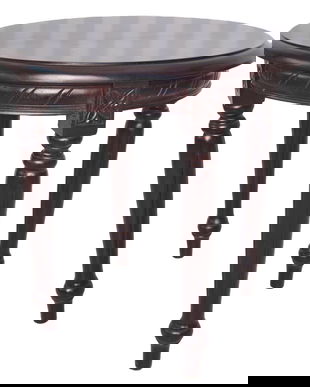 Masuta rotunda din lemn masiv mahon