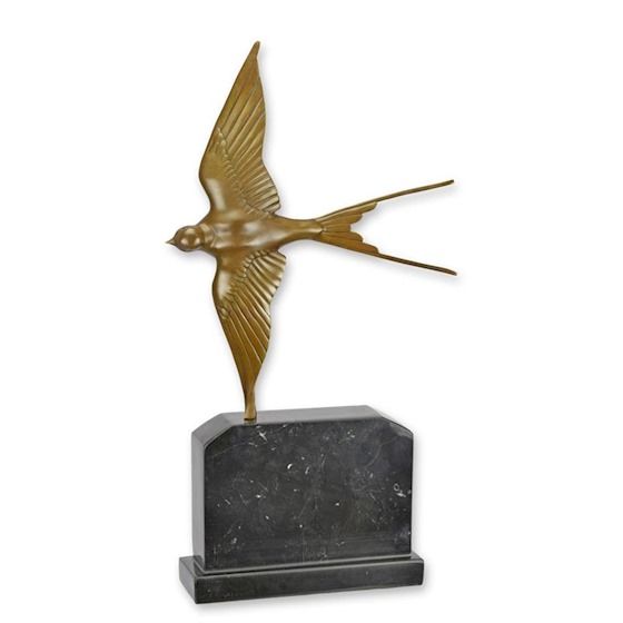 Randunica in zbor-statueta din bronz cu un soclu din marmura
