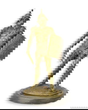 Gladiator-statueta din bronz cu un soclu din marmura