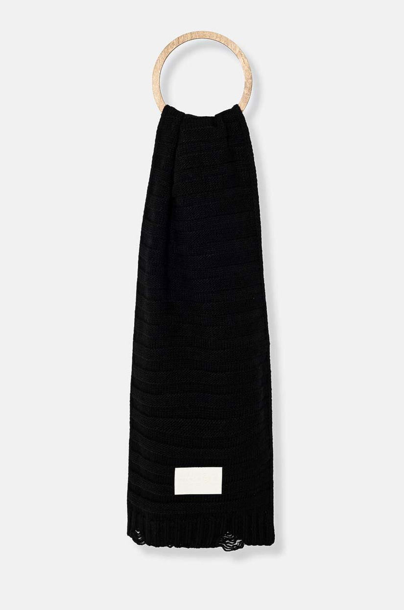 MM6 Maison Margiela esarfa de lana culoarea negru, cu imprimeu, S52TE0054.M13040