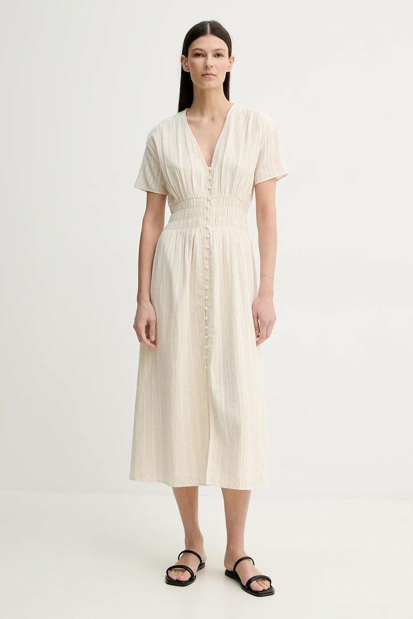 Sessun rochie culoarea bej, midi, evazată, 25205025