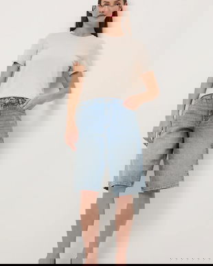 Medicine pantaloni scurti din bumbac neted, high waist