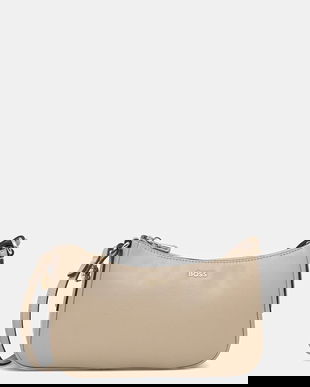 BOSS poșetă de piele culoarea bej, 50547773