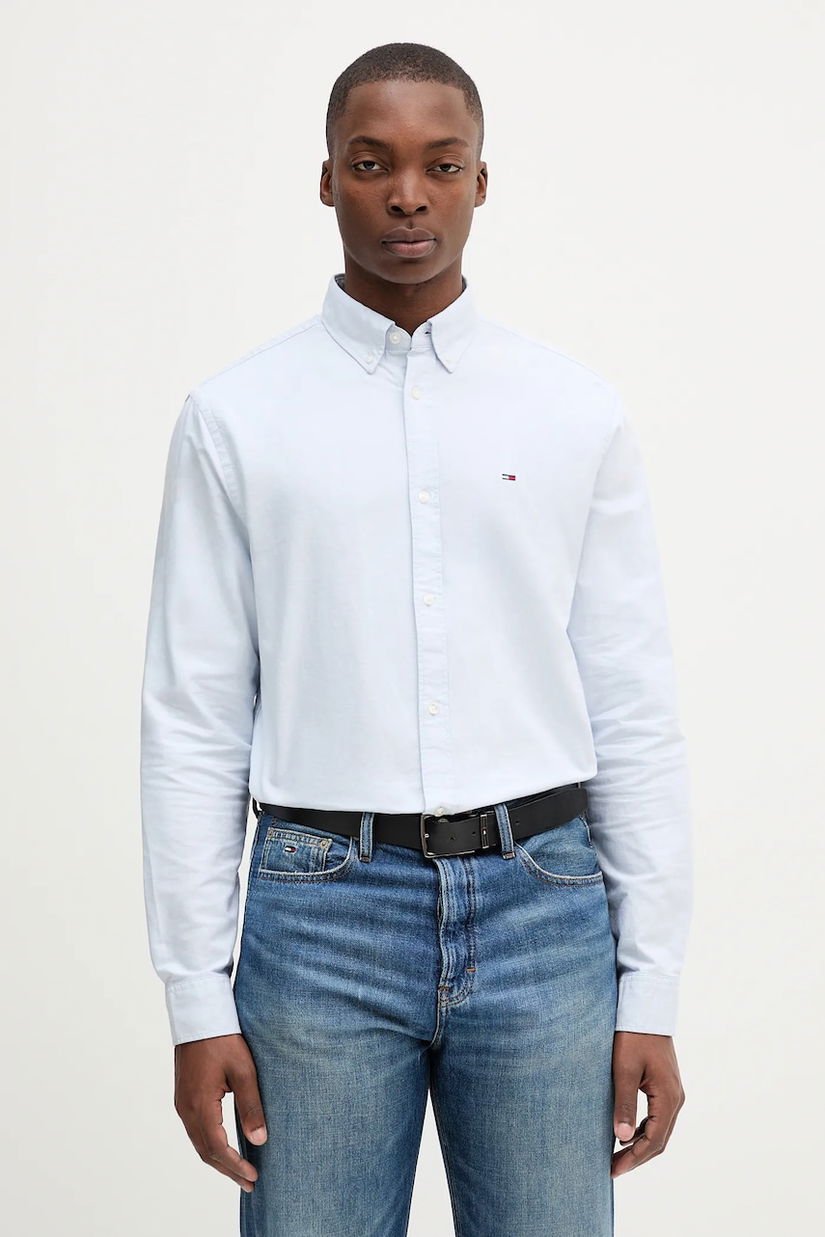 Tommy Jeans cămașă din bumbac culoarea alb, cu guler button-down, regular, DM0DM21298