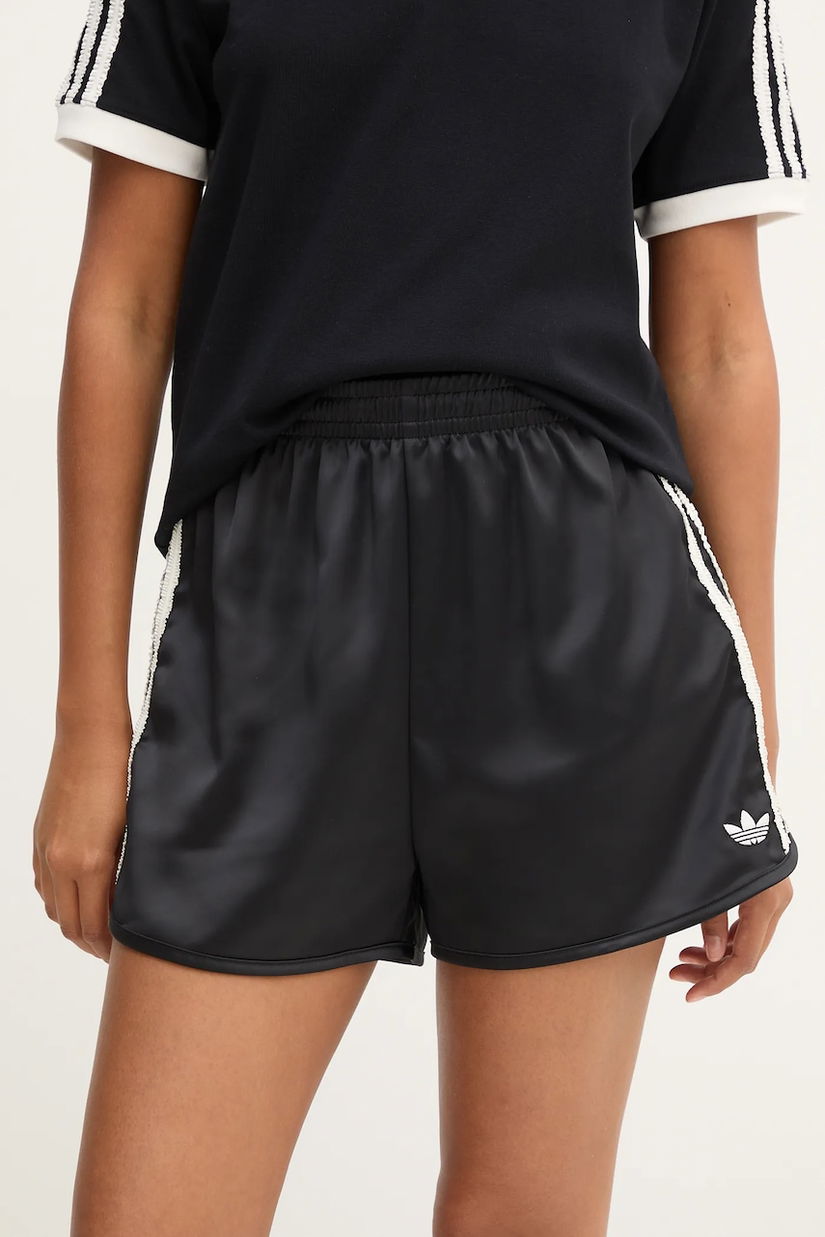 adidas Originals pantaloni scurți Ruffle Shorts culoarea negru, cu imprimeu, high waist, KC8816