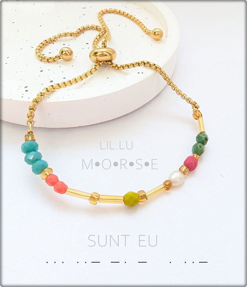 Brățară cod Morse SUNT EU   Bijuterie personalizată cu mesaj secret