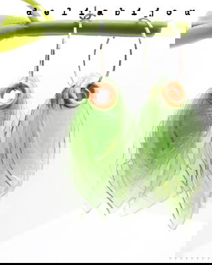 Cercei statement handmade din plastic reciclat  model frunze  bijuterii eco fashion unicat (cod1264)