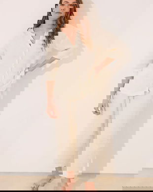 women'secret pijama culoarea bej, bumbac, 3599229