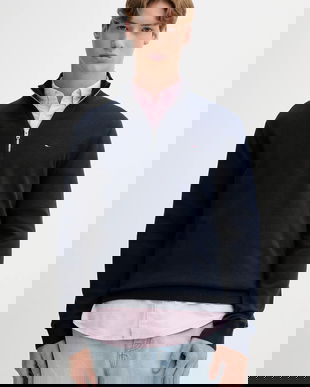 Tommy Jeans pulover de bumbac culoarea bleumarin, light, cu turtleneck, DM0DM21654