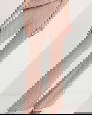 Silvian Heach pantaloni din amestec de in ARIS culoarea roz, evazați, high waist, GPA25201PA