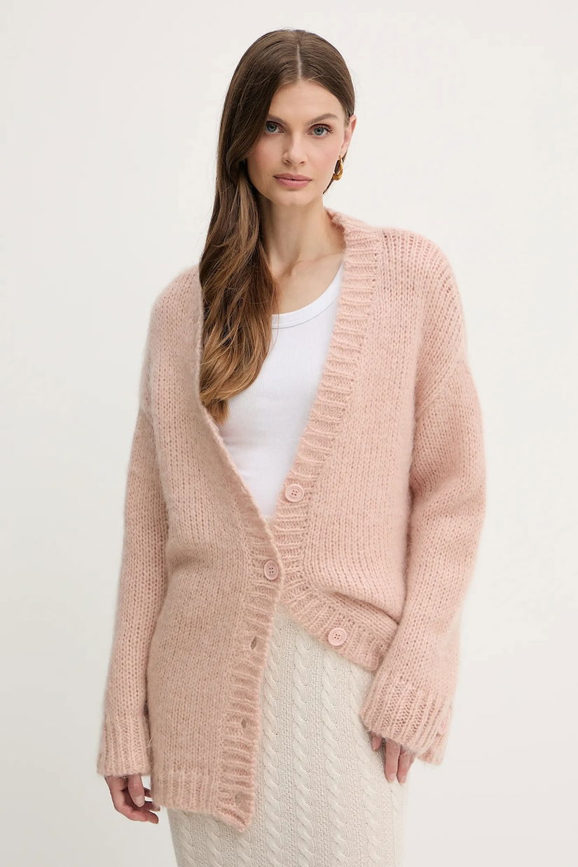 Silvian Heach cardigan din amestec de lână LETSOSA culoarea portocaliu, light, GPA25267CD
