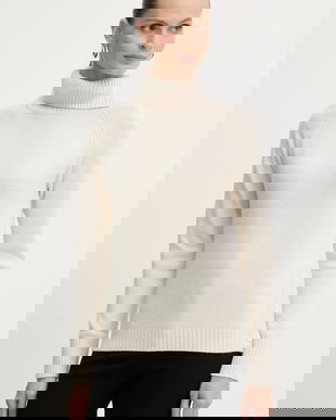 Silvian Heach pulover din amestec de lână DIOUF culoarea bej, light, cu guler, GPA25232LU