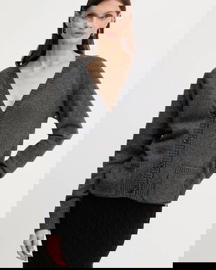 Silvian Heach cardigan din amestec de lână MATHIS culoarea gri, GPA25234CD