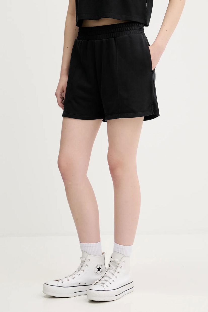 Converse pantaloni scurți culoarea negru, uni, high waist, 10028417-A02