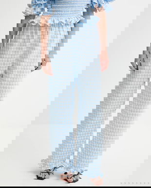 The Sleeper pantaloni din in drept, high waist, PFPT01G027R