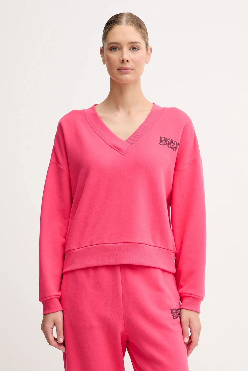 Dkny hanorac de bumbac culoarea roz, cu imprimeu, DP5T1279