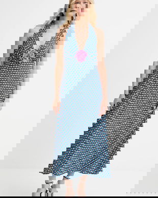 The Sleeper rochie culoarea bleumarin, maxi, evazați, JRDR02G031R