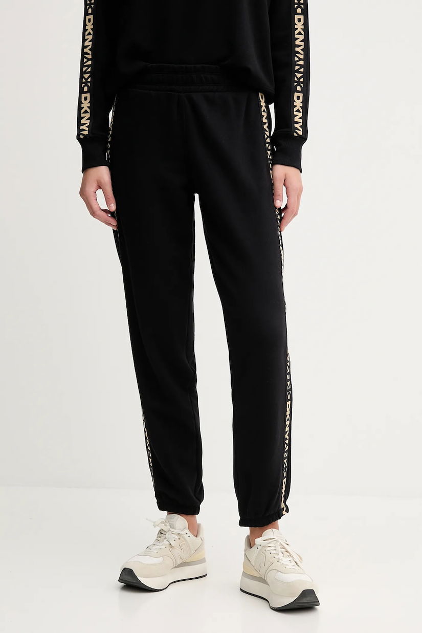 Dkny pantaloni de trening din bumbac culoarea negru, cu imprimeu, DP5P3719
