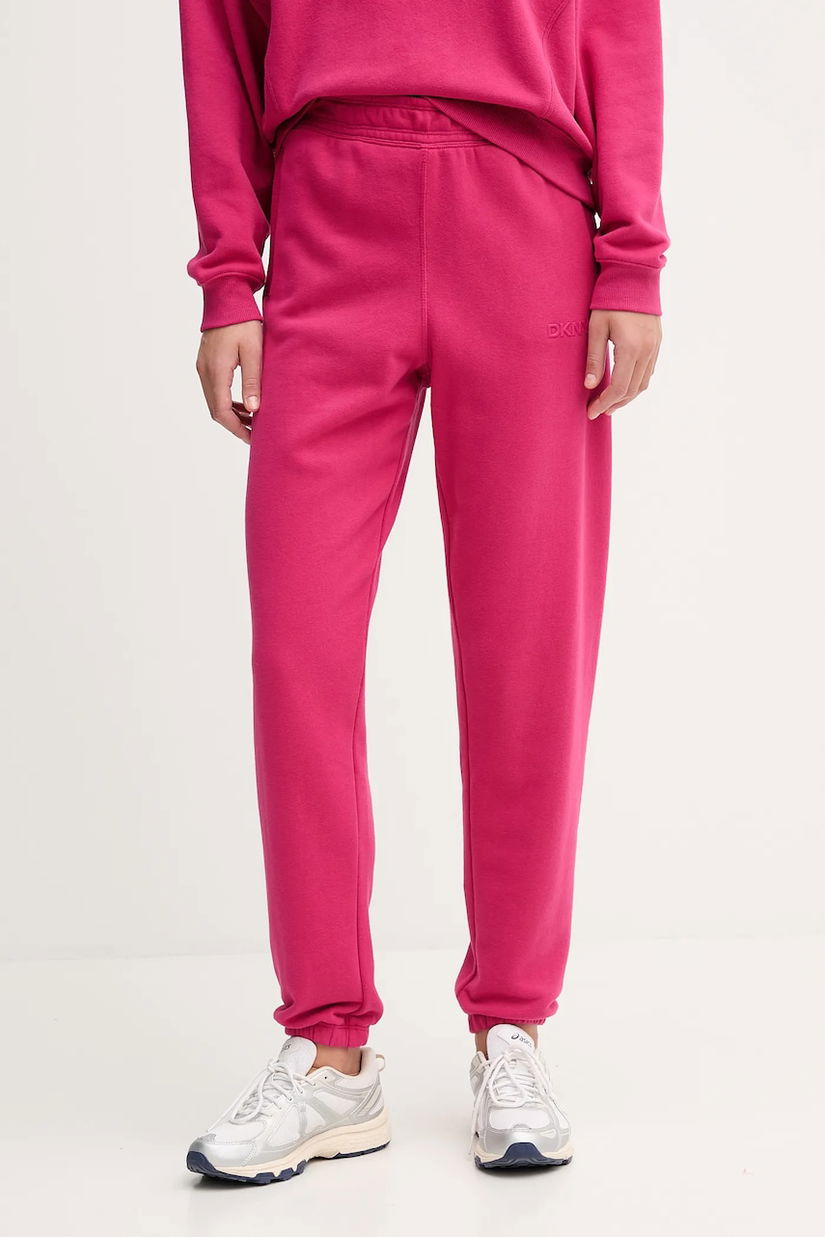 Dkny pantaloni de trening din bumbac culoarea roz, uni, DP5P3707