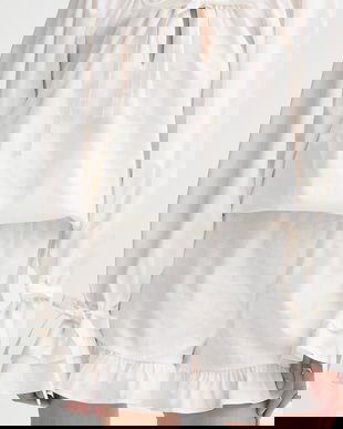 The Sleeper pantaloni scurți din in culoarea bej, uni, high waist, CHSH01P009N