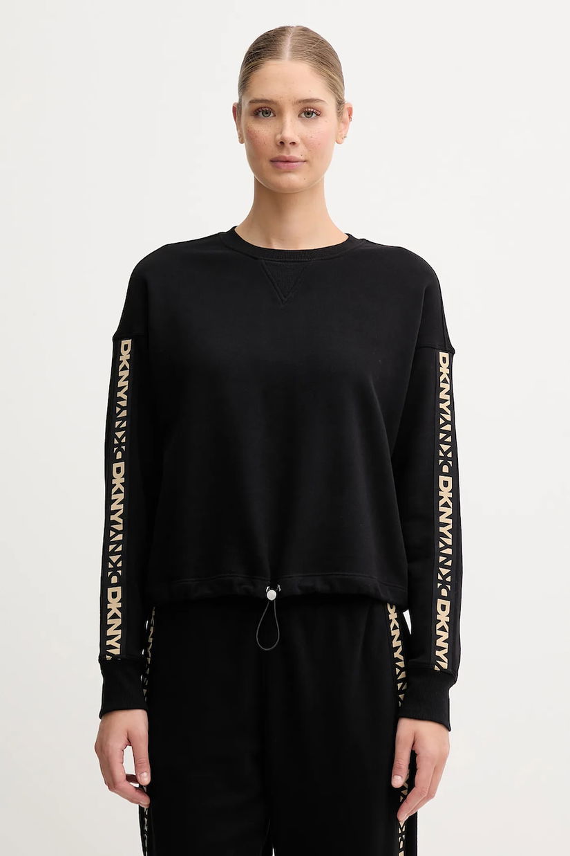 Dkny hanorac de bumbac culoarea negru, cu imprimeu, DP5T1414