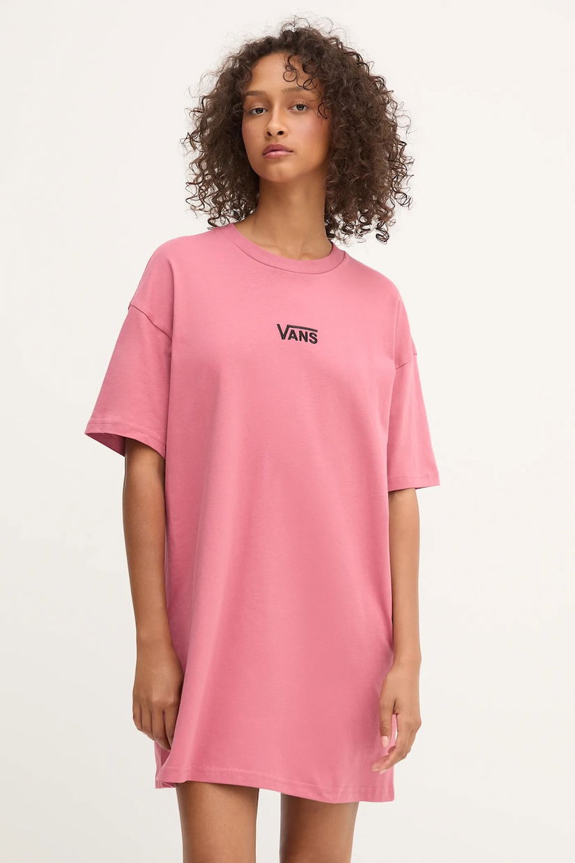 Vans rochie din bumbac culoarea roz, mini, oversize, VN0A4RU2ZRY1