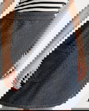 Marc O'Polo fustă din amestec de in culoarea bleumarin, mini, evazați, 506909624033