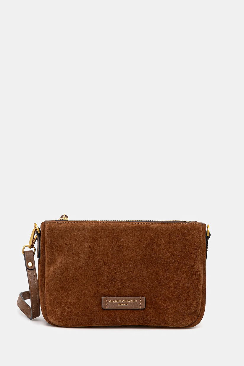 Gianni Chiarini geantă de mână din piele întoarsă NORA POUCH culoarea maro, BS.10224.CM
