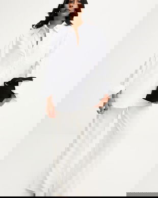 Answear.LAB camasa din bumbac culoarea alb, cu guler clasic, relaxed