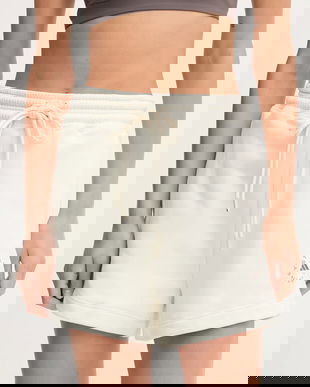 adidas by Stella McCartney pantaloni scurți de antrenament culoarea bej, uni, high waist, JX6786