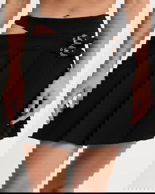 Versace Jeans Couture fustă culoarea negru, mini, evazați, 79HAE801 N0356